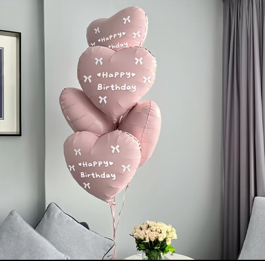 stylish happy birthday balloon with bows for gift add on