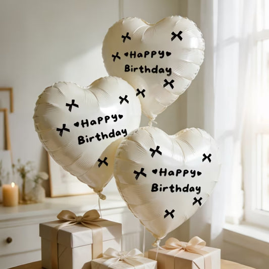 modern birthday helium balloons heart shape soft aesthetic