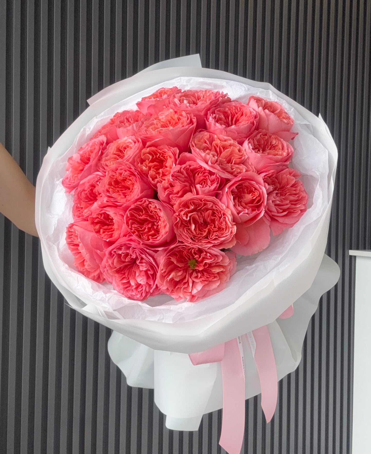 premium garden roses candy expression bouquet soft pink roses luxury wrap